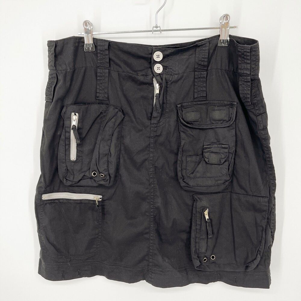 Pete & Greta By Johnny Was Cotton Blend Cargo Mini Skirt *READ* SZ 6 Black Y2K